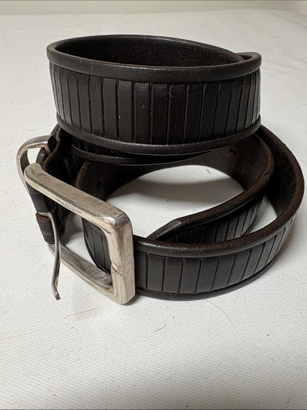 Bachrach dark Chocolate Brown Leather Belt EST 33-38”